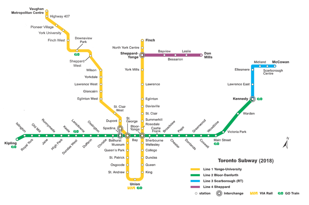 mapa metrô em Toronto