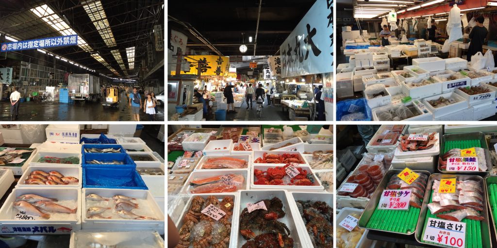 Mercado de peixes em Ginza em Tóquio
