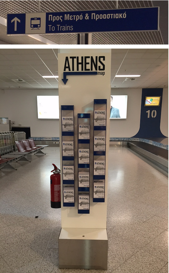 Mapas no aeroporto de Atenas